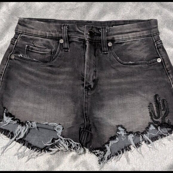 BLANK NYC Wedge Shorts Black Grey Wash Distressed Cactus Size 25 - Picture 1 of 4